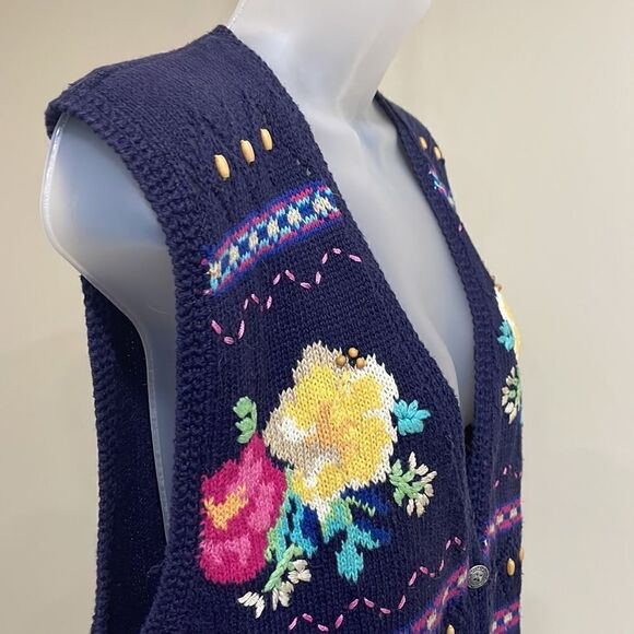 Jantzen vintage embroidered and beaded floral vest. Size M medium 8/10 - Picture 9 of 12